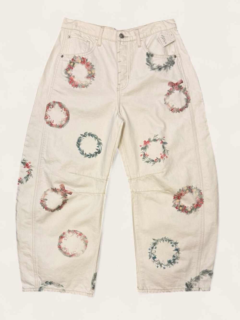 NWT We The Free Good Luck Printed Barrel Jeans - Picture 2 of 8